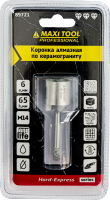 Коронка алмазная по керамограниту  D=6мм, 89721  высота 65мм, M14, блистер MaxiTool(100шт/кор)