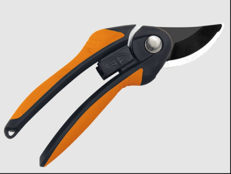 СЕКАТОР садовый 89308 усиленная пружина лезвие-сталь SK5, оранжево-черная ручка (1/72шт) MaxiTool