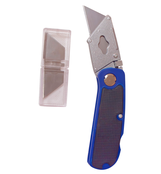 Нож технич. складной 19*60*0.5mm алюм.корпус, трапец.лезвие,5 лезвий 81779 (1/12/144шт) MaxiTool