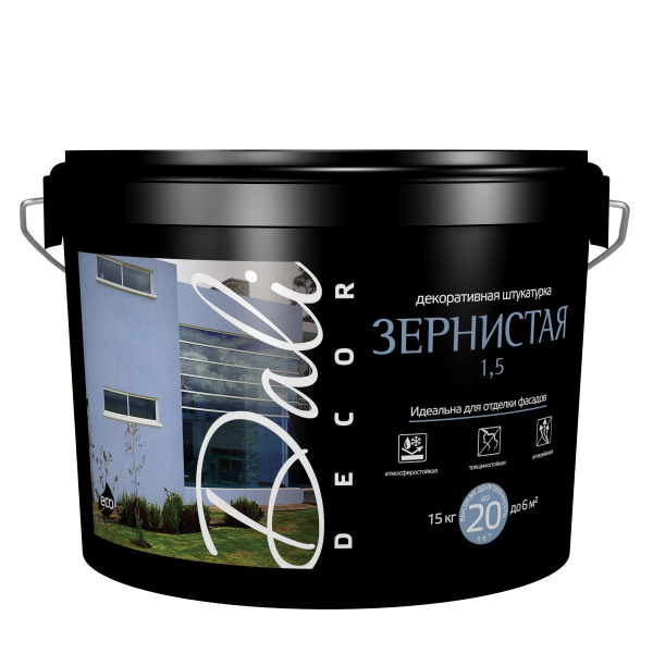 Декоративная штукатурка "Зернистая 1,5"  15 кг Белый Dali-Décor 20923 (1шт/44шт)