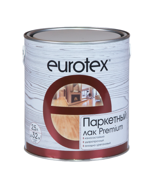 Лак паркетный EUROTEX Premium  полуматовый  2,5л 14018 (4шт/144шт)