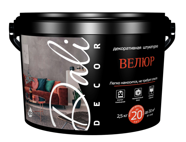 Декоративная штукатурка "Велюр"  2,5кг Белый Dali-Décor (20137) (1шт/120шт)