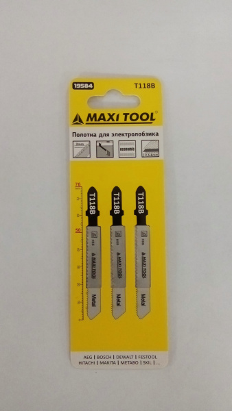 T118B Полотна д/эл.лобз прям рез.тонк.металл 19584 3шт/наб 2*50*76мм(600/кор)MaxiTool