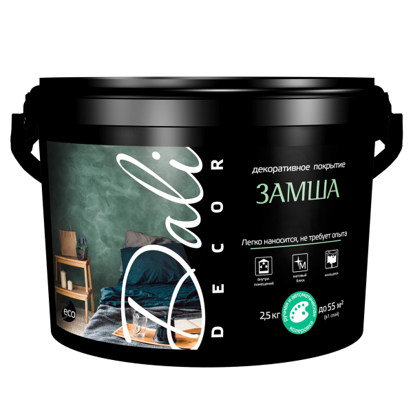 Декоративная штукатурка "Замша"  1кг Белый Dali-Décor 20394 (6шт/384шт)