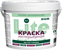 Краска интерьерная для стен и потолков LITE  3 кг (1шт/196шт)
