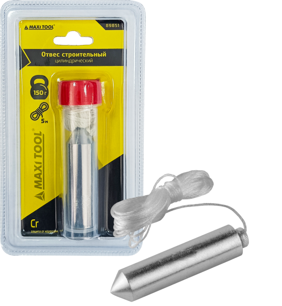 Отвес строительный 89851 (150 г; шнур 5 м) (1/12/72 шт) MaxiTool