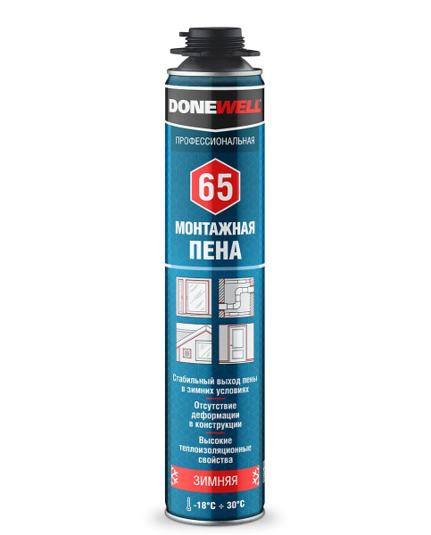 Пена монтажная полиуретан. проф. зимняя (-18C+30С) DONEWELL 65 DPP10W65 1000мл/852гр (12шт/768шт)