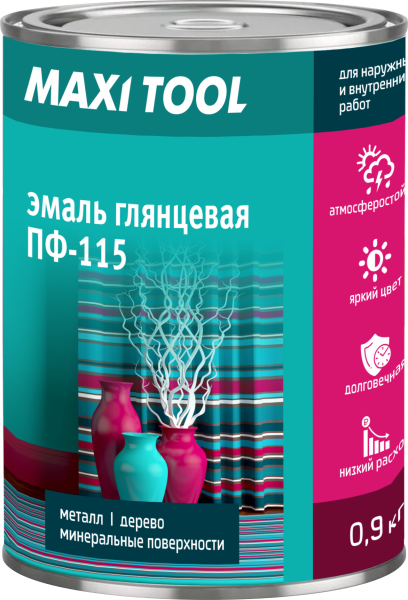 Оранжевая Эмаль ПФ-115 0,9 кг Maxi Tool (ПАЛ-001) (14шт/700шт)