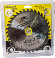 Диск пильный 185х36Тх32мм 19642 по дереву, 85-87HRC адаптеры 16/20/22/25/30 (50шт/кор)MaxiTool