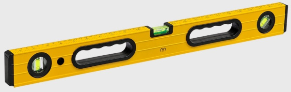 Уровень 89354 желтый 80см противоуд. 3 гл+магнит+линейка+2 ручки(30)MaxiTool