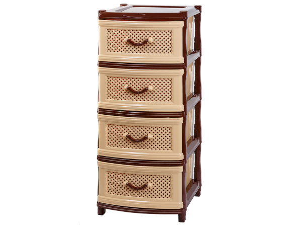 Комод "Классика" (сетка) 4-х секционный бежевый/коричневый 067 Эльфпласт
