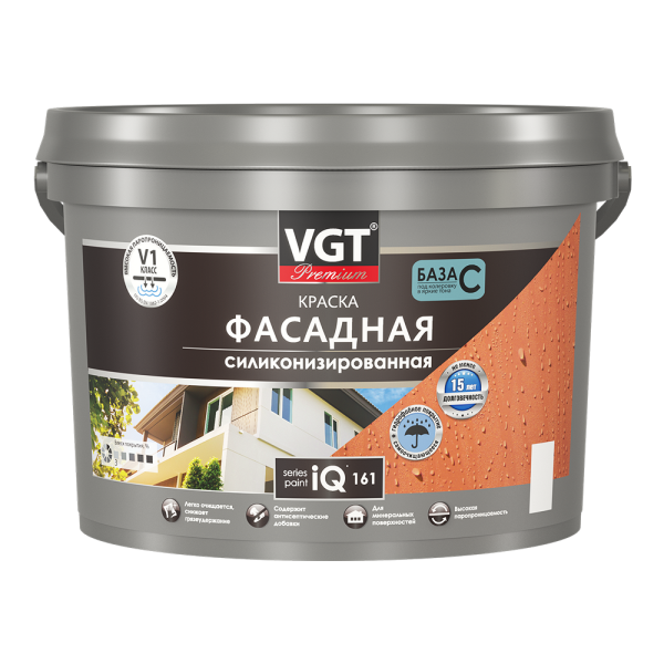 Краска  фасадная iQ161 база С 9,5 кг_лиц