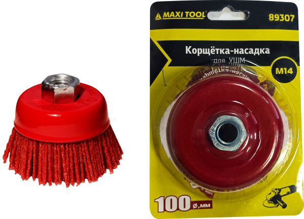 Кор. щетка  Чашка  (100 мм.*М14) 89307 нейлоновая(100) MaxiTool
