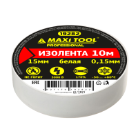 Изолента 19282 ПВХ белая 15мм*10м*0,15мм ПРОФ (10шт/250)MaxiTool