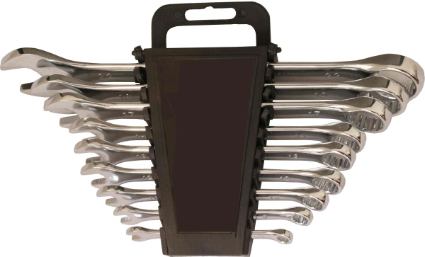 Набор ключей 57209 комбинированных 9шт (6-22мм), Хром-ванадиевый, зеркал. полир, MaxiTool (2/16)