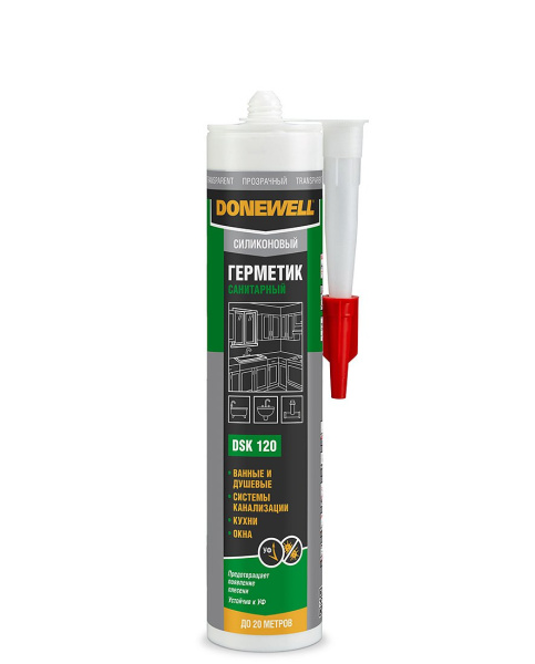 Герметик силиконовый санитарный прозрачный DSK-120 260мл  (20шт/1872шт)