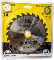 Диск пильный 190х24Тх32мм 19644 по дереву, 85-87HRC адаптеры 16/20/22/25/30 (50шт/кор)MaxiTool
