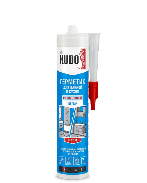 Герметик KUDO  для ванной и кухни силиконовый БЕЛЫЙ 280мл KSK-181 (12шт)