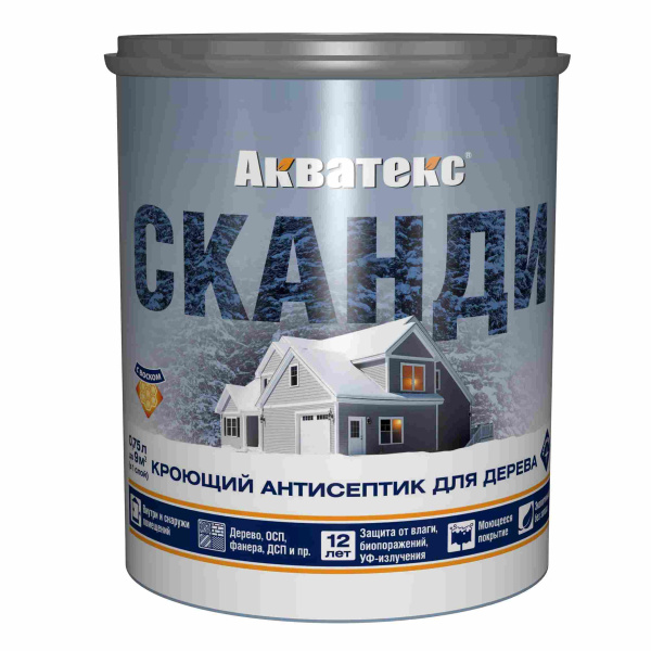 Защита декор для дерева Акватекс Сканди  0,75л  ГРАФИТ  65151 (6шт/420шт) пластик.ведро