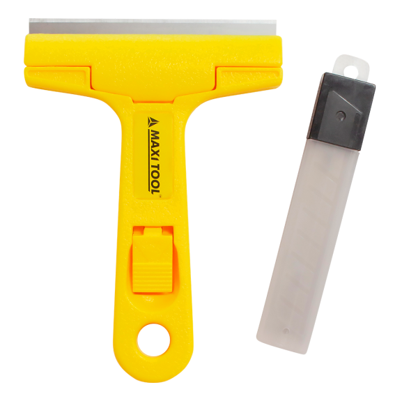 Скребок 18*98*0.5мм 81777 малярный, пластик. ручка, 4-сменных лезвия (10/120шт) MaxiTool