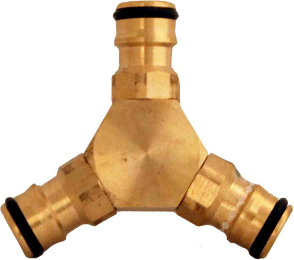 Соединитель 56334 для быстрого монтажа 3-х участков поливочного шланга латунный 1/2"(GS6305)(100)(50