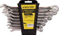 Набор ключей 57208 комбинированных 8шт (8-19мм), Хром-ванадиевый, зеркал. полир, MaxiTool (4/36)
