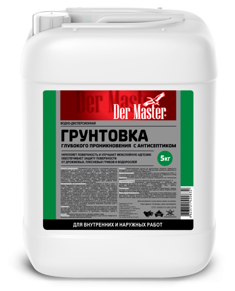 Грунт НАР/ВНУТР. раб. глубокого проник. с антисептиком  5 кг DERMASTER (61555) (1шт/96шт)
