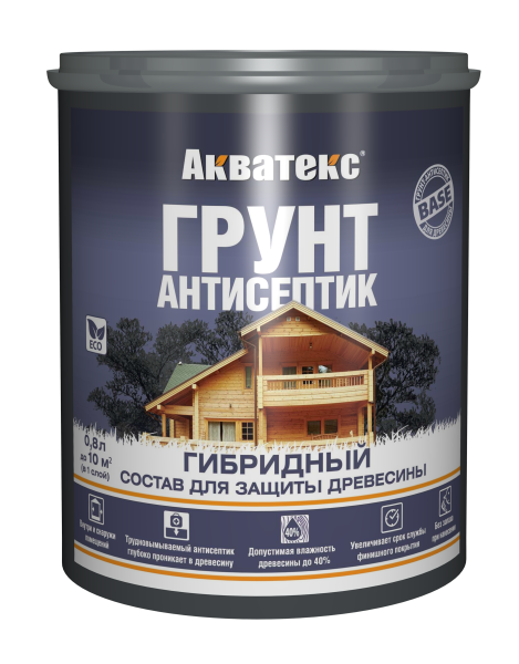 Акватекс Грунт-антисептик  ГИБРИДНЫЙ Бесцветный  0,8 л  65147 (6шт/336шт)