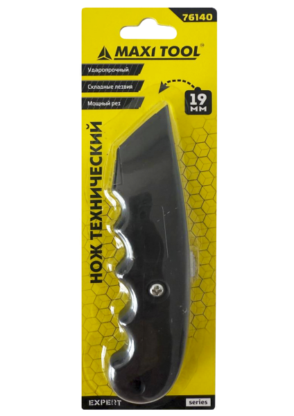 Нож технич. складной 19*60*0.5mm  алюм.корпус, трапец.лезвие, 5 лезвий   76140 (1/12/144шт) MaxiTool
