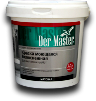 Краска интерьерная МОЮЩАЯСЯ белоснежная  1,5 кг DERMASTER (61569) (6шт/64кор/384шт)