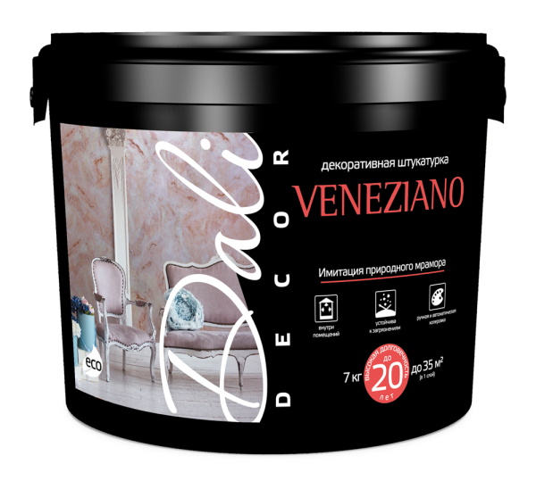 Декоративная штукатурка "Венецианская"  7кг Белый Dali-Décor 20516 (1шт/60шт)