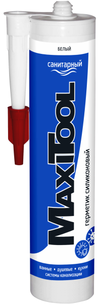 Герметик силиконовый санитарный белый MaxiTool 240мл (12шт)