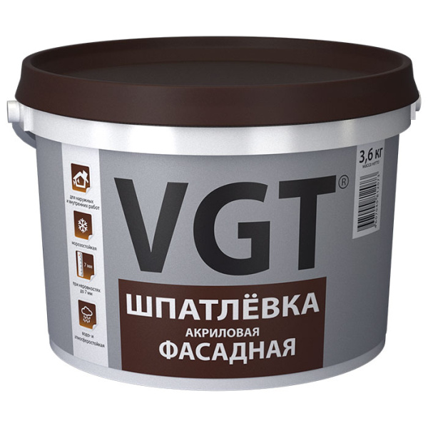 Шпатлевка фасадная (водостойкая)   7,5 кг  VGT  (1шт/72шт)