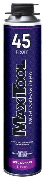 Пена монтажная 45 профессиональная всесезонная MaxiTool 1000мл MXT-PPU600a (12шт/768шт)