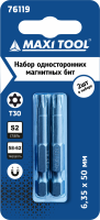 Биты 76119 1-но стор. закаленные 6,0х50мм Т30 сталь S2 (2/50/800)MaxiTool