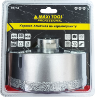 Коронка алмазная по керамограниту  D=120мм, 89743  высота 65мм, M14, блистер MaxiTool(20шт/кор)