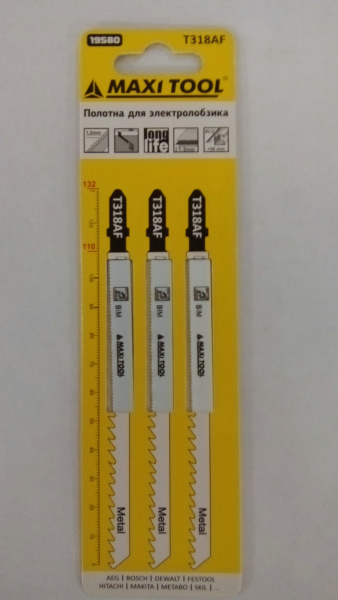 T318AF Полотна д/эллобз прям рез тонкий металл 19580 3шт/наб 1,2*110*132мм(600)MaxiTool