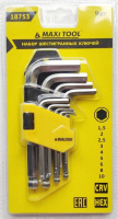 Набор имбусовых ключей 18753 HEX шаровидн.након.1.5-2-2.5-3-4-5-6-8-10мм (6шт/уп)(24уп/кор) MaxiTool