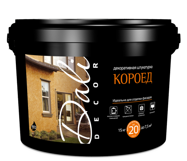 Декоративная штукатурка "Короед 2.0"  15кг Белый (база А) Dali-Décor 20539 (1шт/44шт)