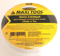 Клейкая лента (скотч) 19109 1мм, 25мм*5м 2-сторонний вспененная основа белая (1/12/144) MaxiTool