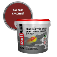 КРАСНАЯ   краска фасадная резиновая для кровли, цоколя, фасада Dali  6кг (65191) (1шт/60шт)